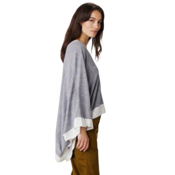 Mersea Knit Avalon Poncho in Fog/Sea One Size - Picture 5 of 15